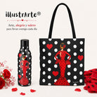 Pack botella + bolso Málaga María Rojo fondo negro – vista 7