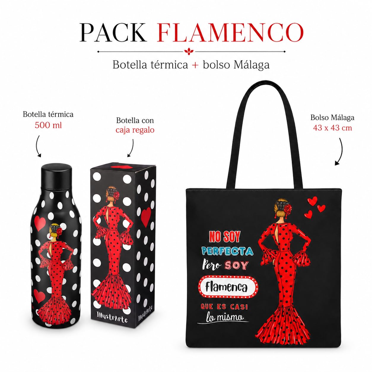 Pack botella + bolso Málaga María Rojo frase – vista 2