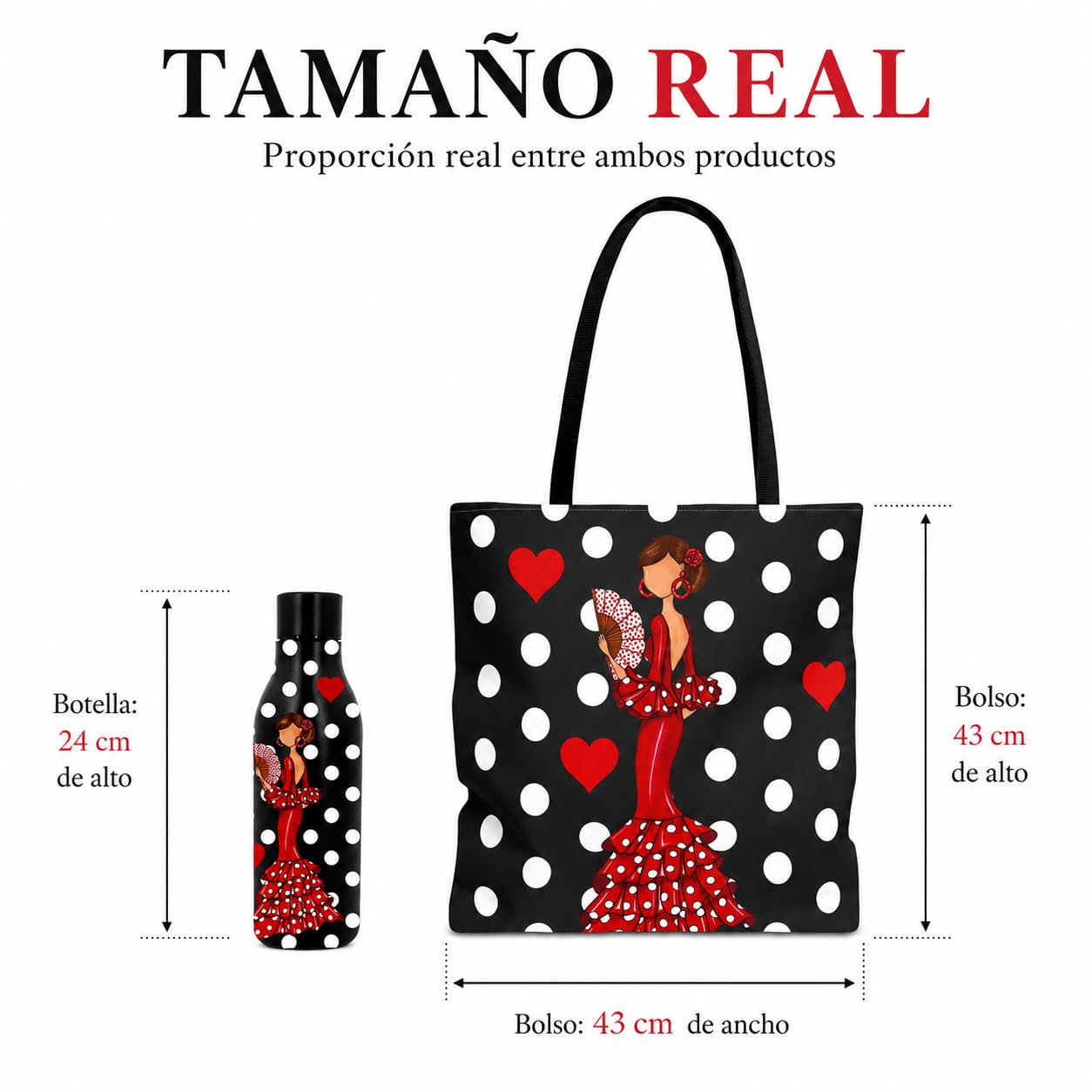 Pack botella + bolso Málaga Pepa lunares – vista 5