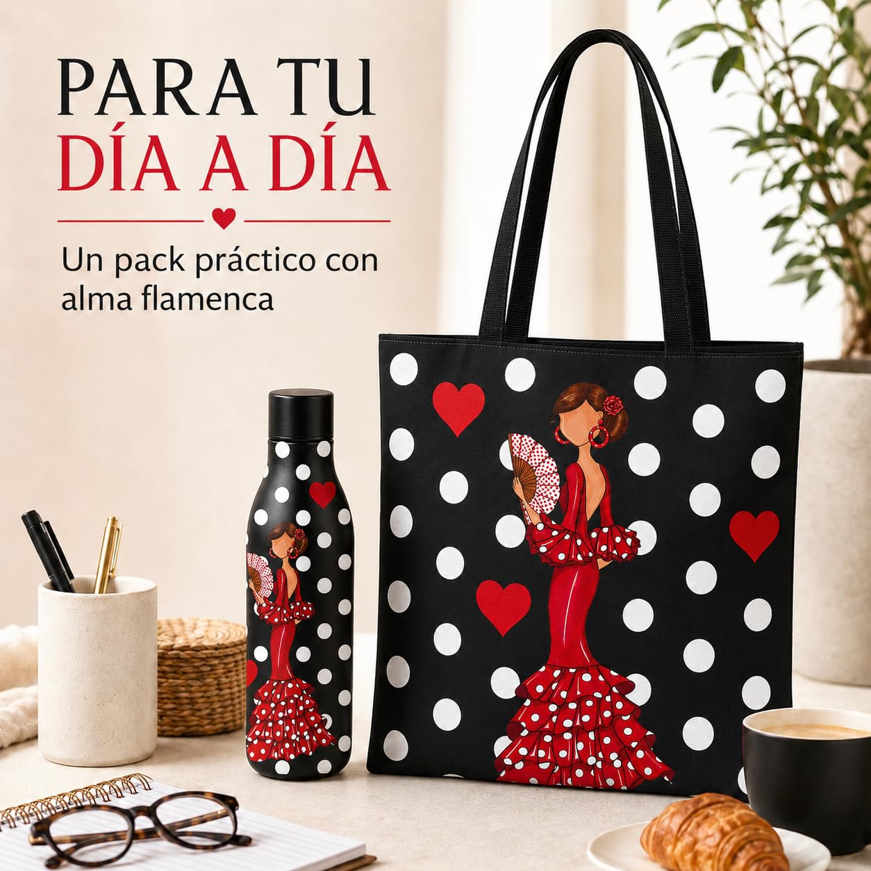 Pack botella + bolso Málaga Pepa lunares – vista 6
