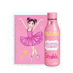 Pack Botella Térmica Bailarina + Libreta – diseño Marina (Träume, Tanze, Strahle)