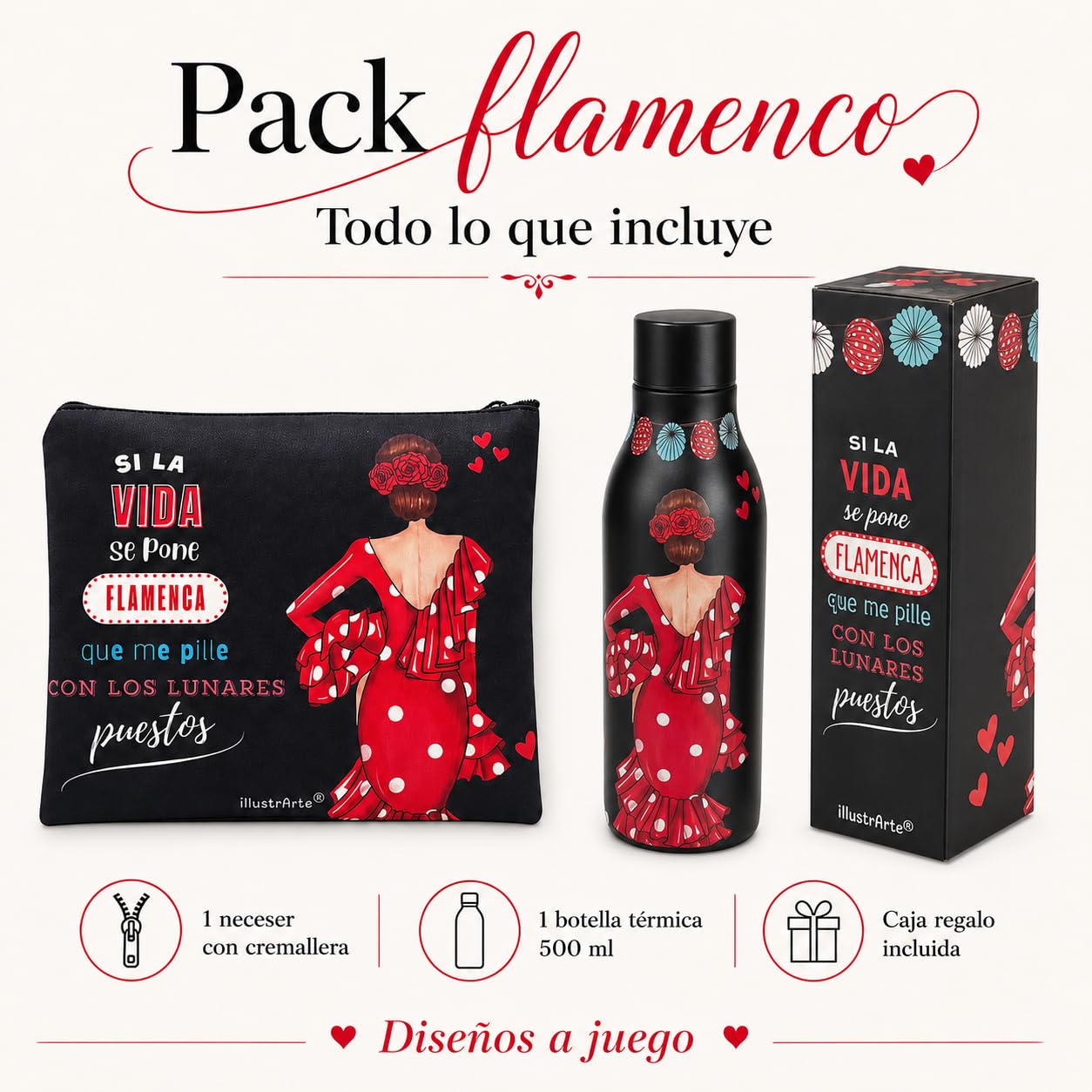 Pack botella + neceser Granada Macarena con frase – vista 2