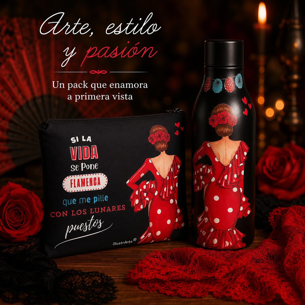 Pack botella + neceser Granada Macarena con frase – vista 7