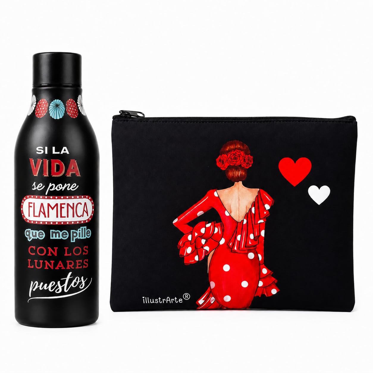 Pack botella térmica 500 ml + neceser Granada 22x17 cm illustrArte – diseño Macarena Liso