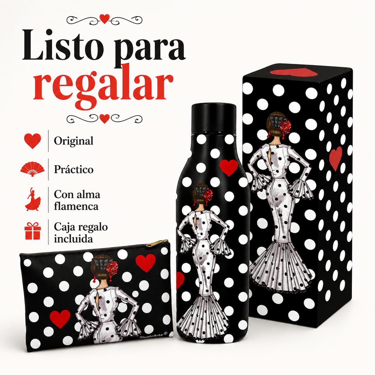 Pack botella + neceser Granada María Blanco fondo negro – vista 8