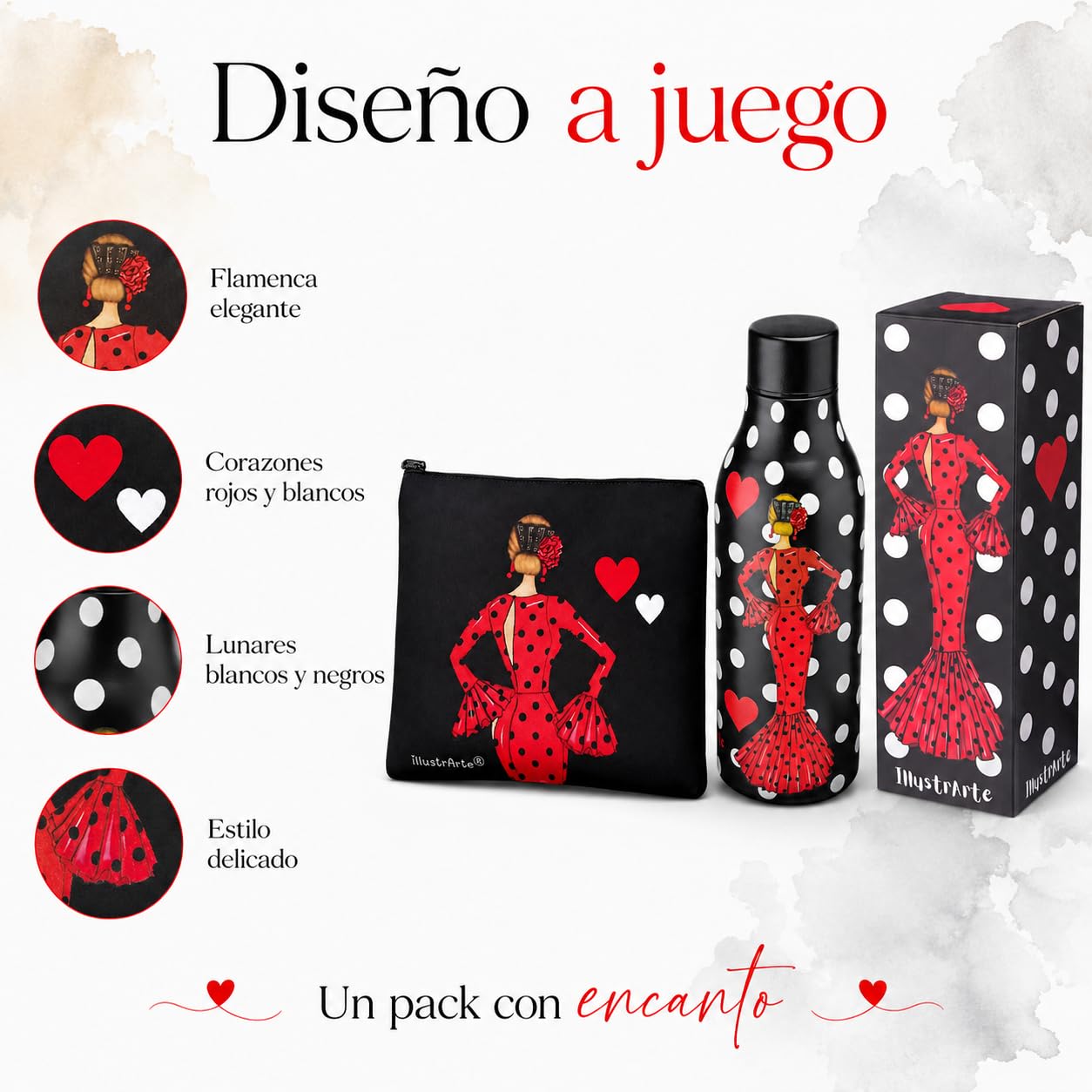 Pack botella + neceser Granada María Rojo Liso – vista 5