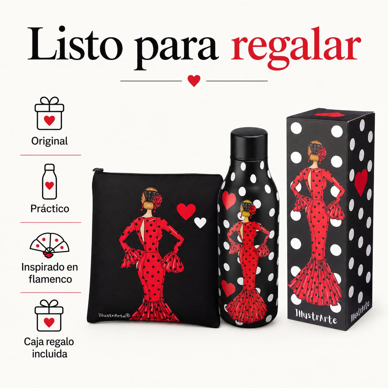 Pack botella + neceser Granada María Rojo Liso – vista 6