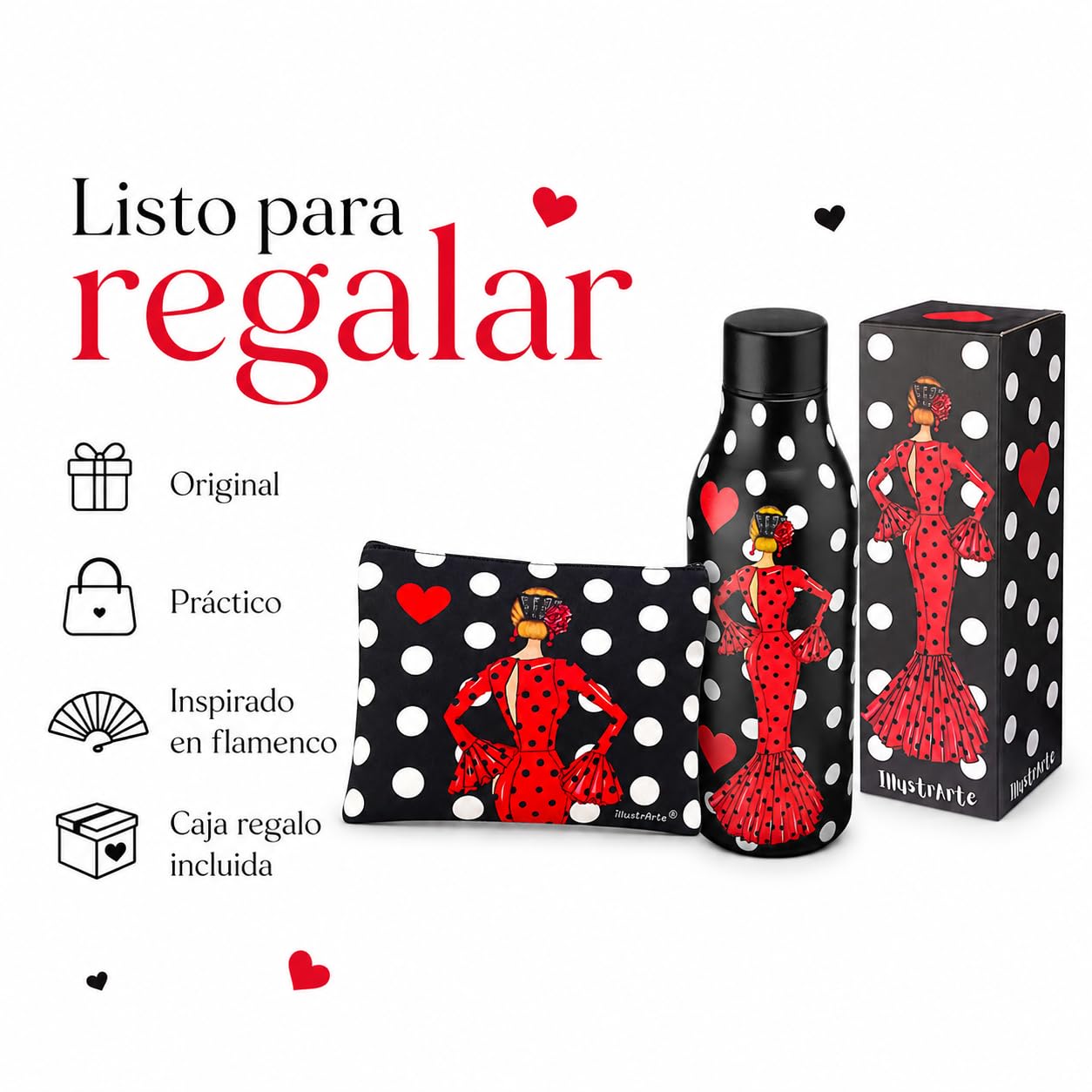 Pack botella + neceser Granada María Rojo Lunares – vista 6