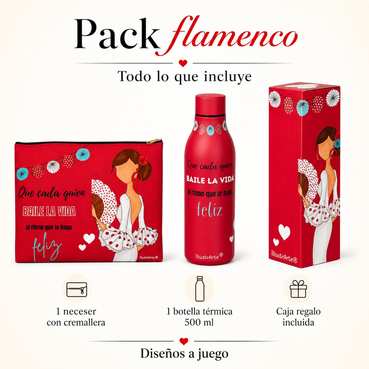 Pack botella + neceser Granada Pepa Feliz rojo – vista 2