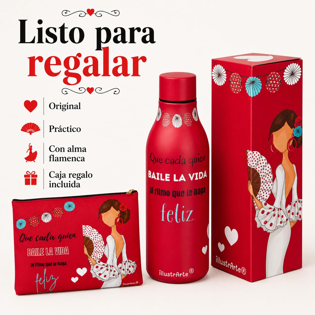 Pack botella + neceser Granada Pepa Feliz rojo – vista 6