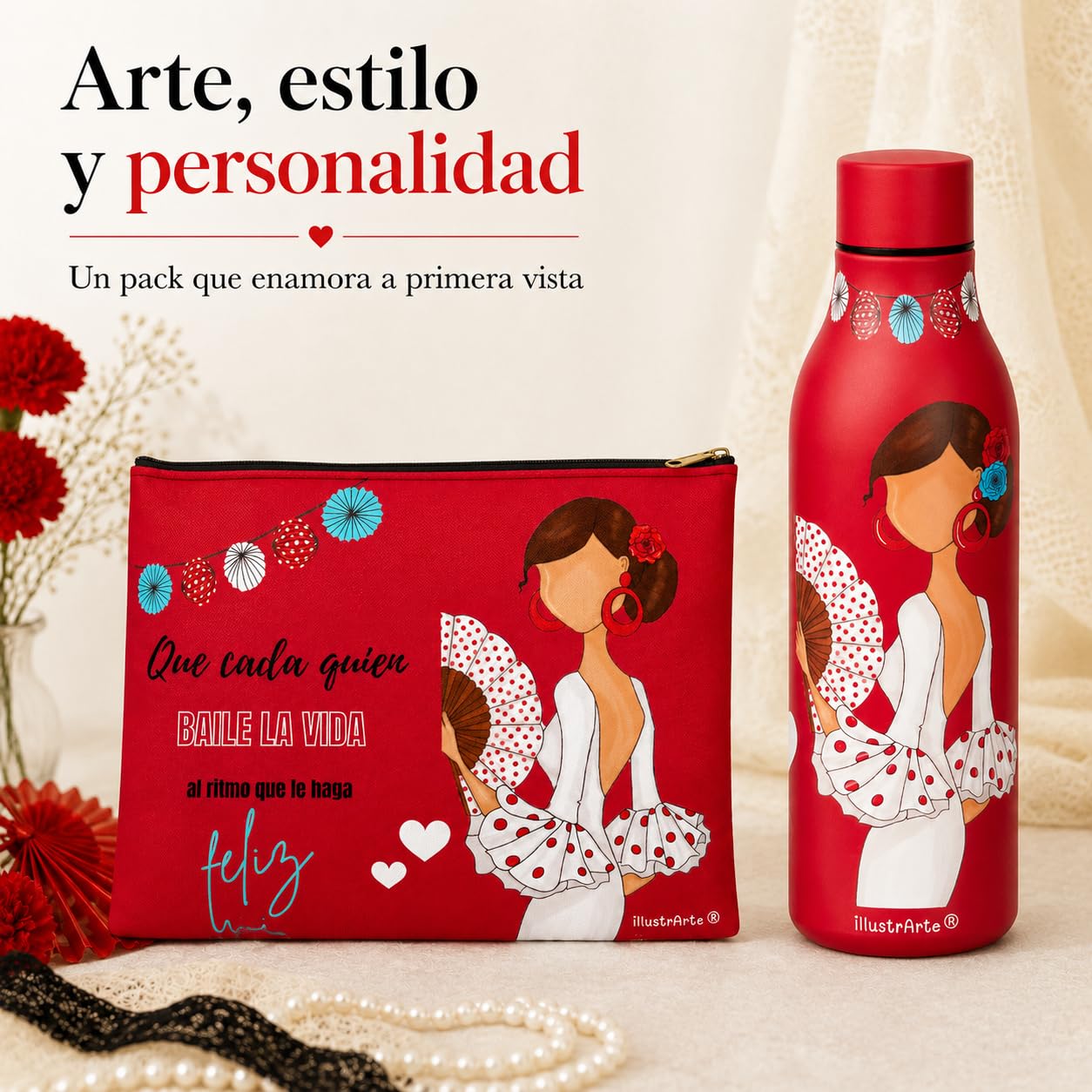Pack botella + neceser Granada Pepa Feliz rojo – vista 9