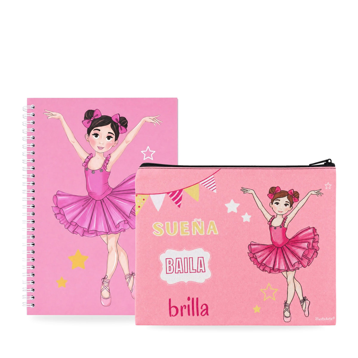 Pack Neceser Granada + Libreta Bailarina – diseño Marina (Sueña, Baila, Brilla)
