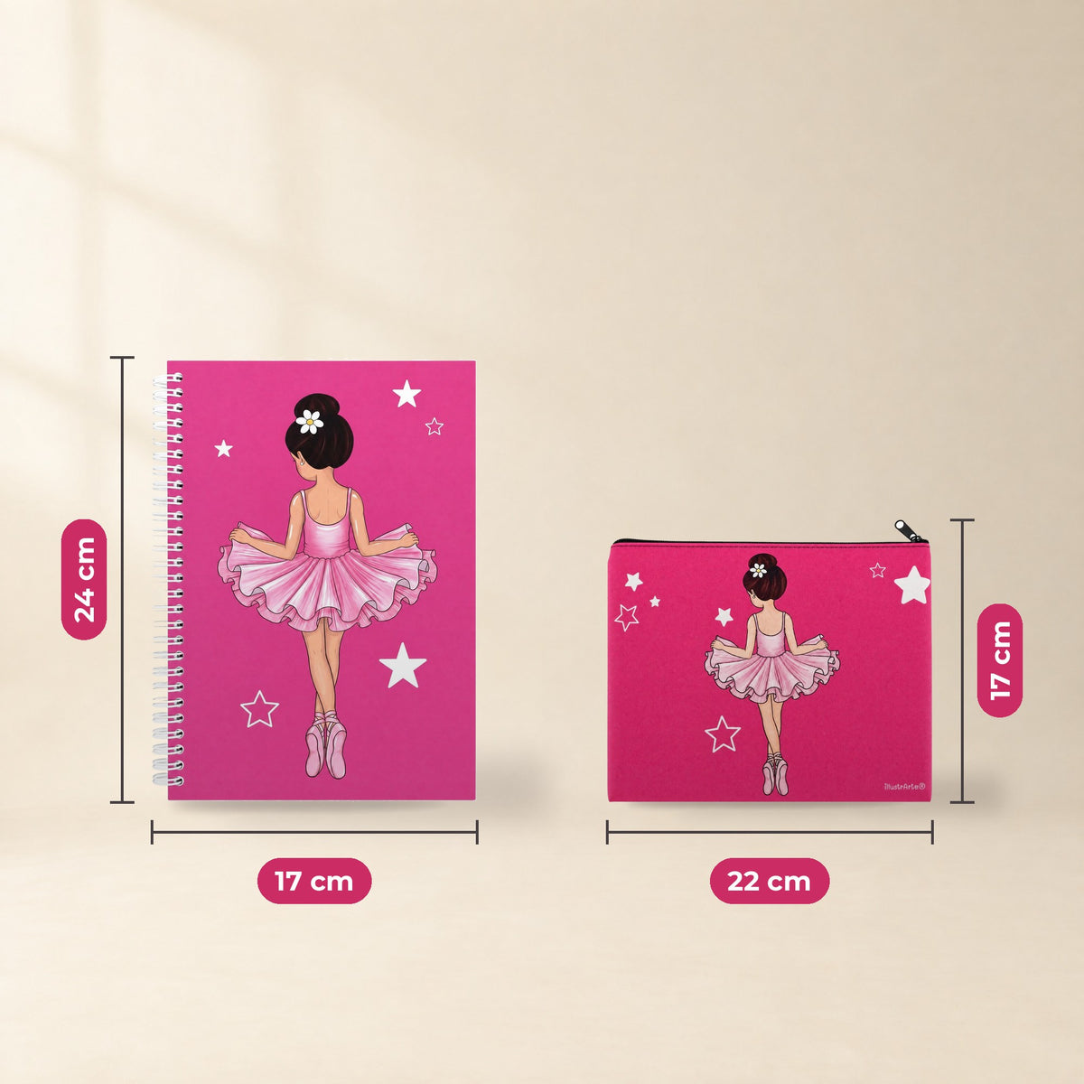 Pack Neceser Granada + Libreta Bailarina – diseño Tina – medidas