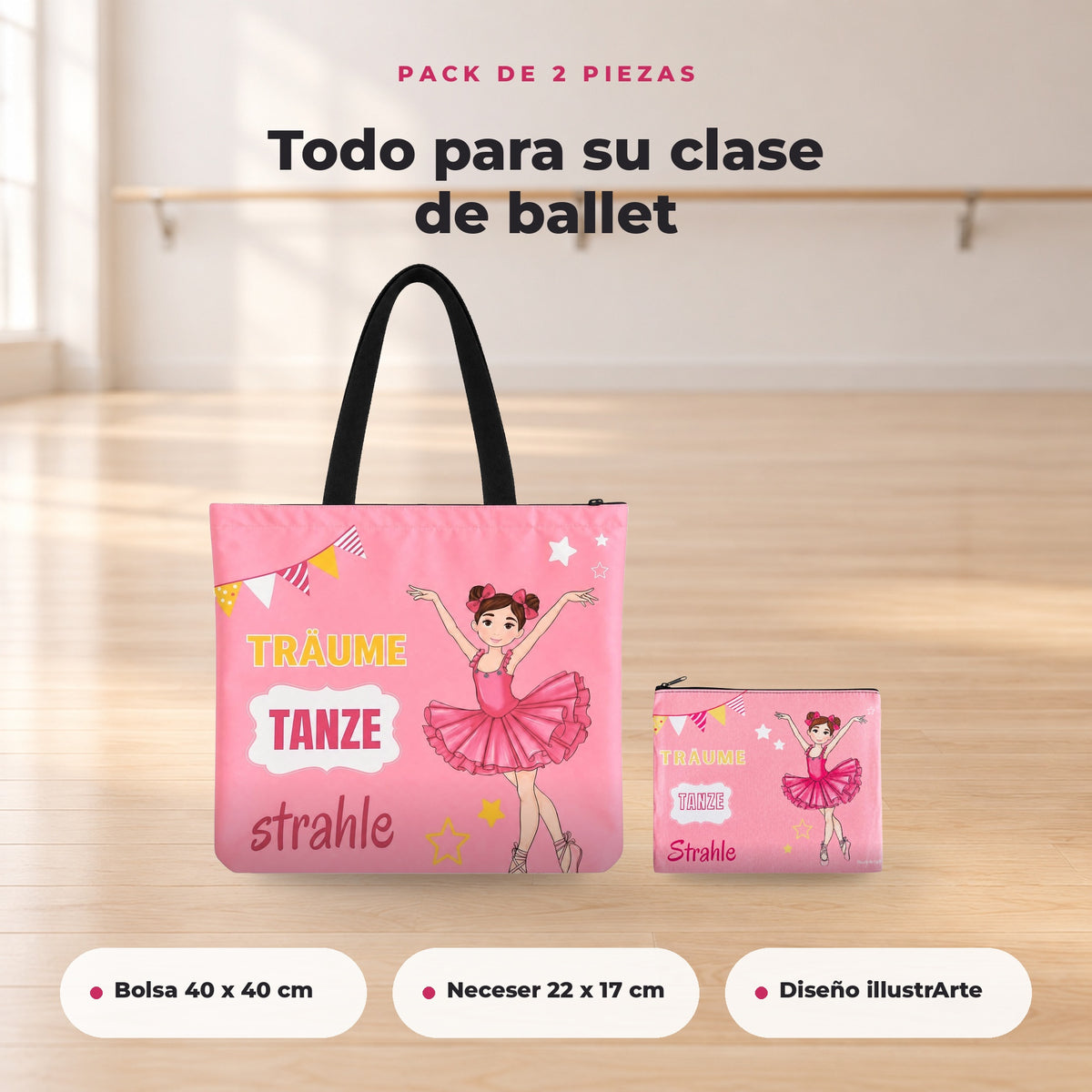 Pack Marina Träume: bolsa de ballet y neceser Granada en el estudio