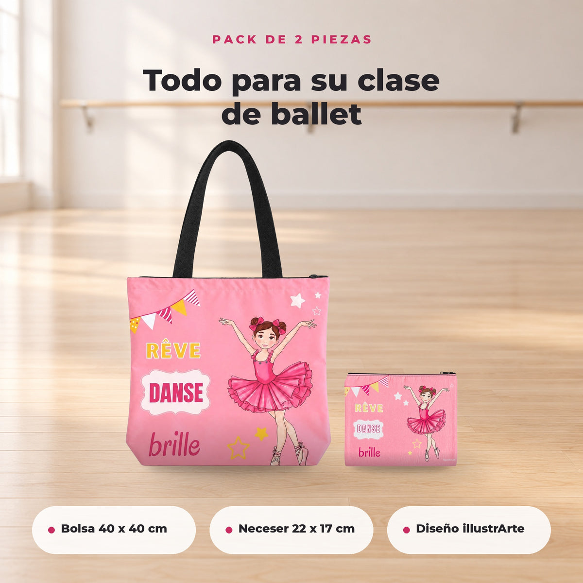 Pack Marina Rêve: bolsa de ballet y neceser Granada en el estudio