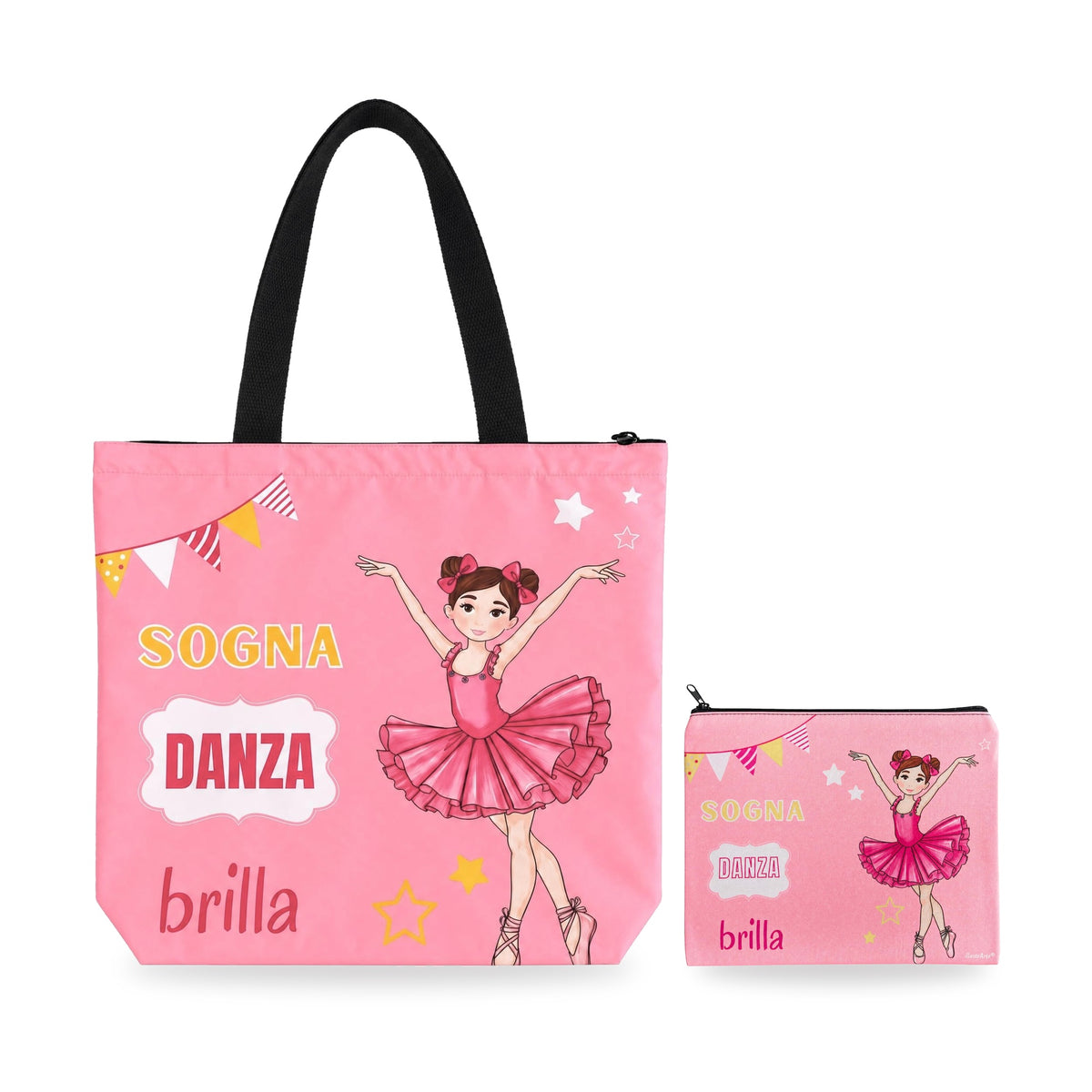 Pack bolsa de ballet Viena y neceser Granada bailarina Marina Sogna Danza Brilla