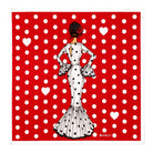 Pañuelo de seda illustrArte 66 x 66 cm – diseño María Blanco, fondo rojo