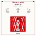 Pañuelo de seda illustrArte – María Blanco, fondo rojo – vista 8