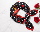 Pañuelo de seda illustrArte – María Rojo, fondo negro – vista 2