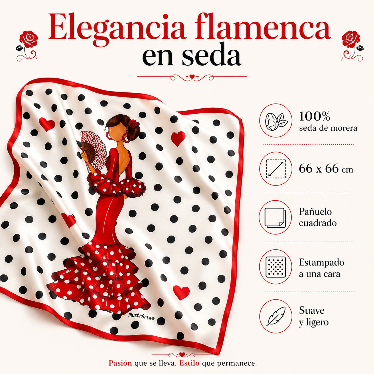 Pañuelo de seda illustrArte – Pepa – vista 3