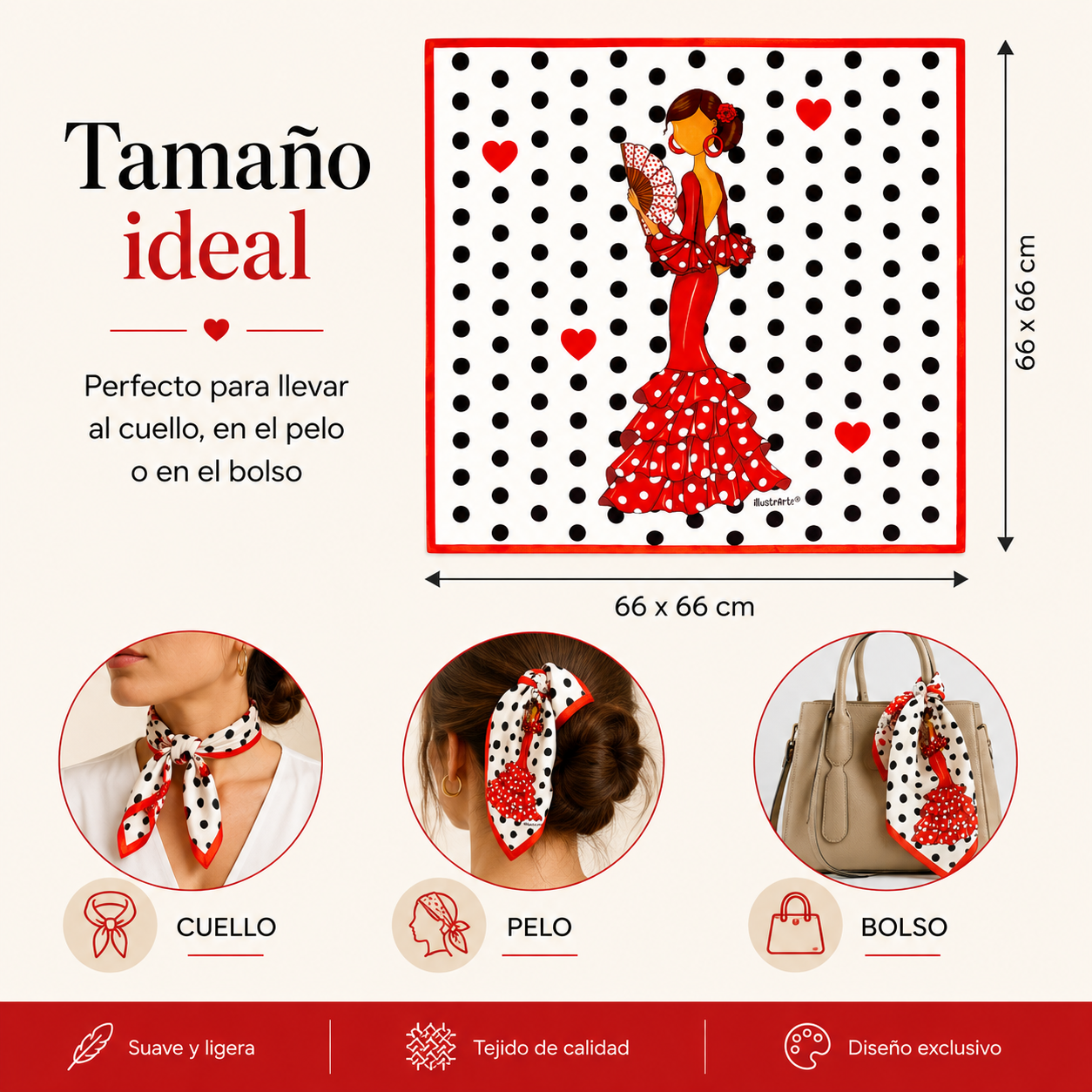Pañuelo de seda illustrArte – Pepa – vista 4
