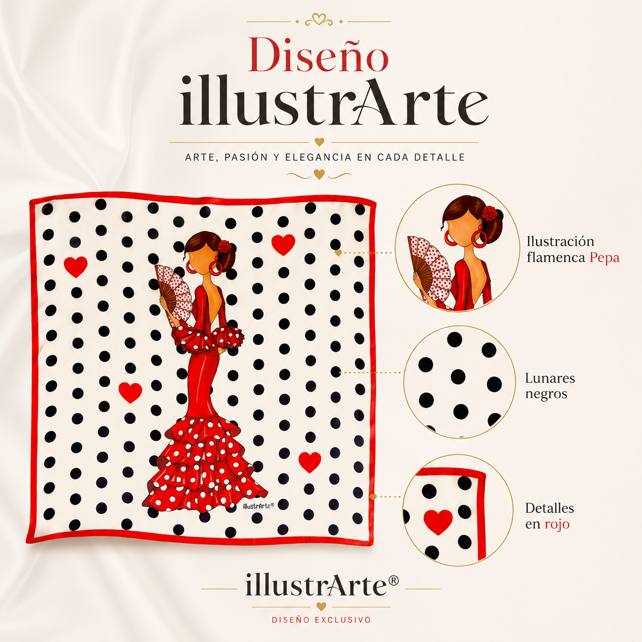 Pañuelo de seda illustrArte – Pepa – vista 5