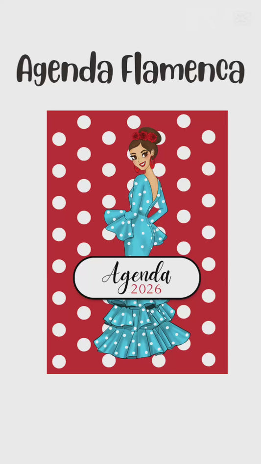 Agenda Flamenca 2026 “Paquita” – 2 Días por Página – Ilustraciones Flamencas – Eventos Flamencos del Año – Diseño illustrArte