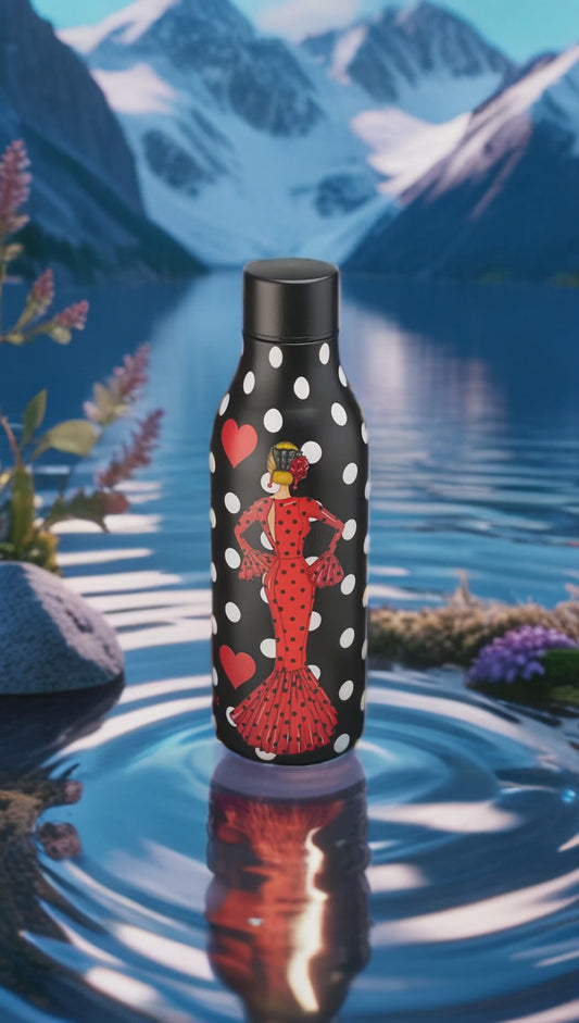 Botella De Acero Inoxidable 500ml - Modelo María rojo