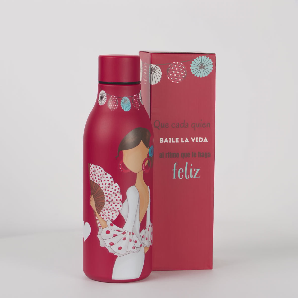 Botella térmica flamenca illustrArte 500 ml – diseño Pepa Feliz – vídeo de la botella y su caja de regalo