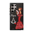 Funda de móvil personalizable Flamenca Pepa con Virgencita para Samsung Galaxy S24 Ultra, acabado brillante – illustrArte