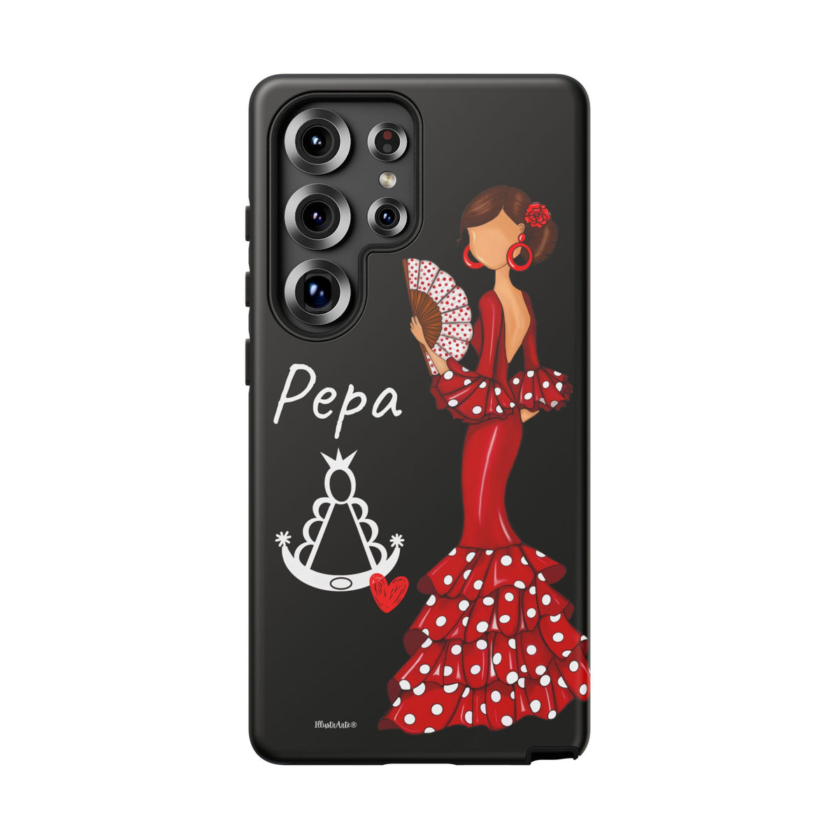Funda de móvil personalizable Flamenca Pepa con Virgencita para Samsung Galaxy S25 Ultra, acabado brillante – illustrArte