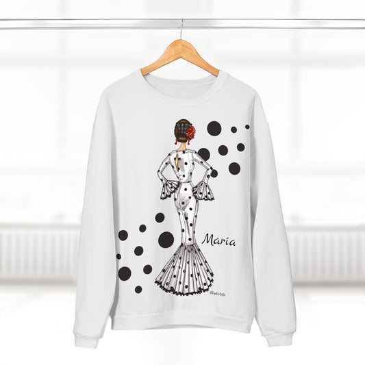 a white sweater with a woman's image on it