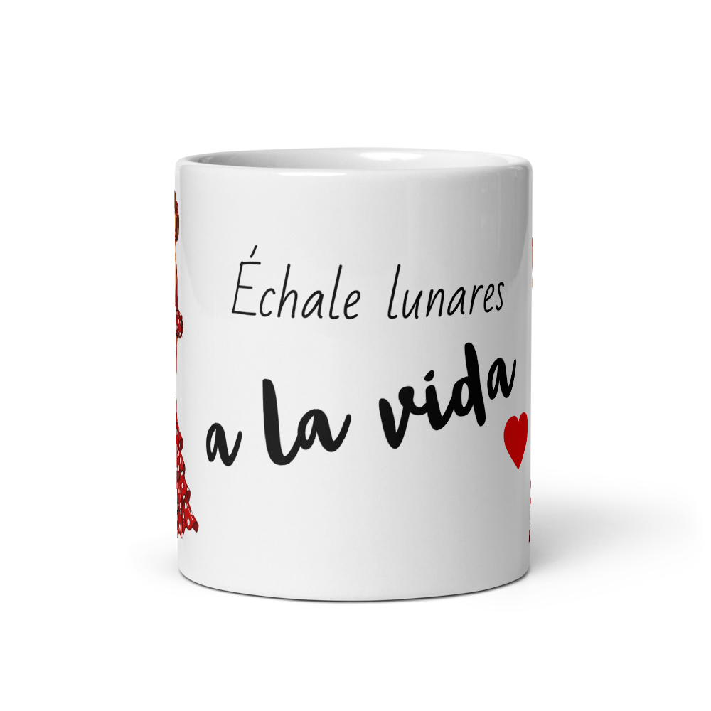 Flamenco Dancer customizable Ceramic Mug, red dress with red hand fand design. - IllustrArte