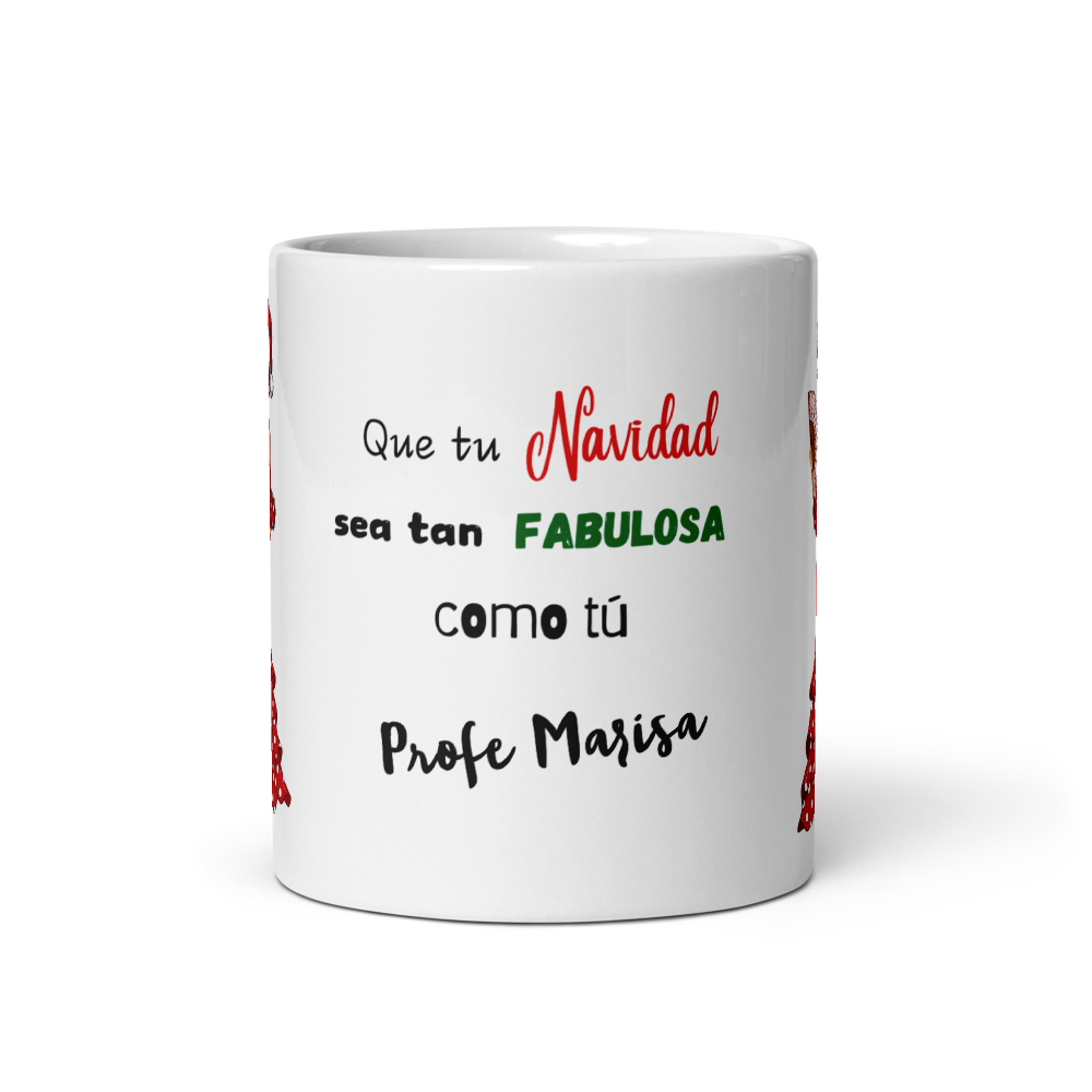 Taza de porcelana personalizable. Modelo Flamenca Pepa Navidad