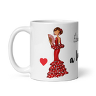 Flamenco Dancer customizable Ceramic Mug, red dress with red hand fand design. - IllustrArte