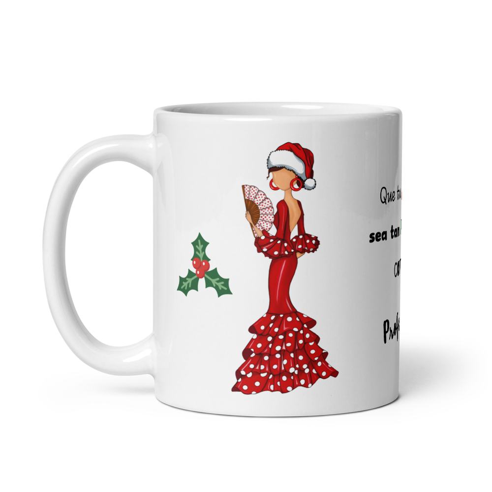 Taza de porcelana personalizable. Modelo Flamenca Pepa Navidad