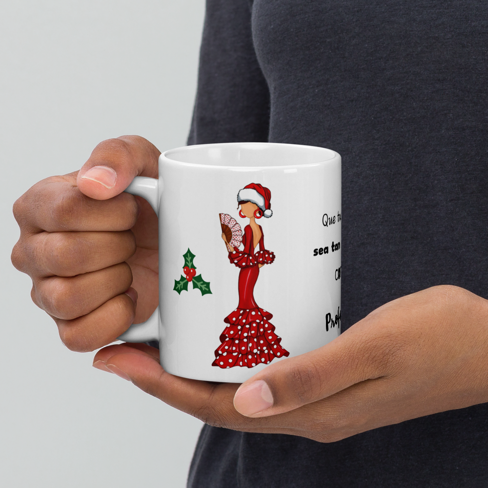 Taza de porcelana personalizable. Modelo Flamenca Pepa Navidad