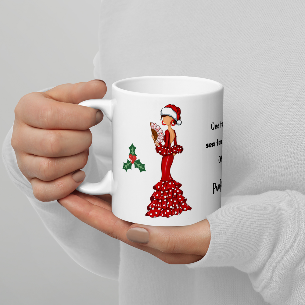 Taza de porcelana personalizable. Modelo Flamenca Pepa Navidad