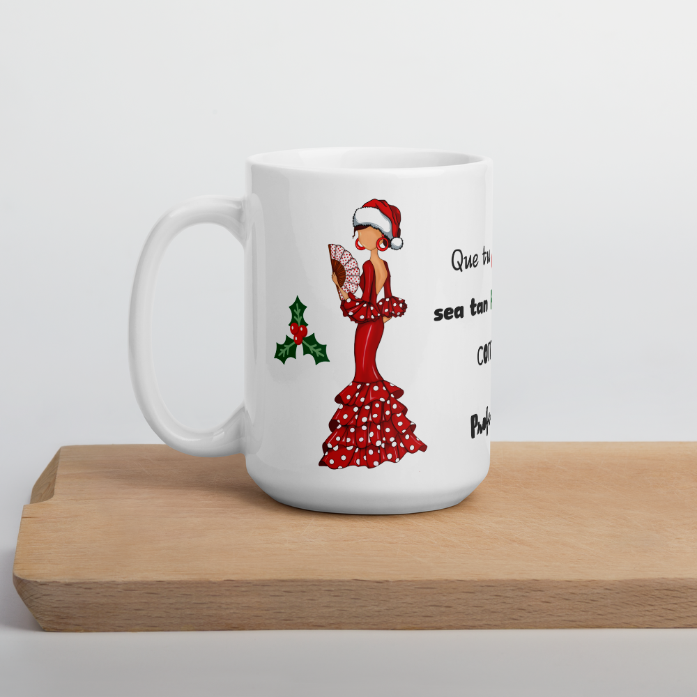 Taza de porcelana personalizable. Modelo Flamenca Pepa Navidad