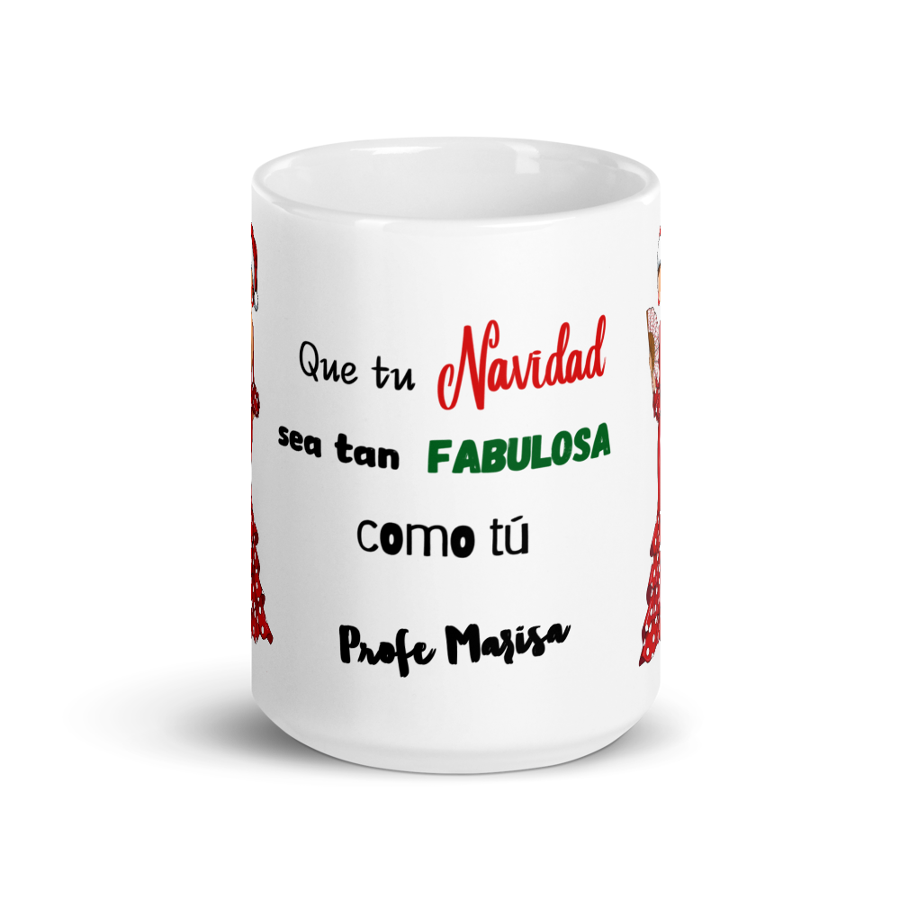 Taza de porcelana personalizable. Modelo Flamenca Pepa Navidad