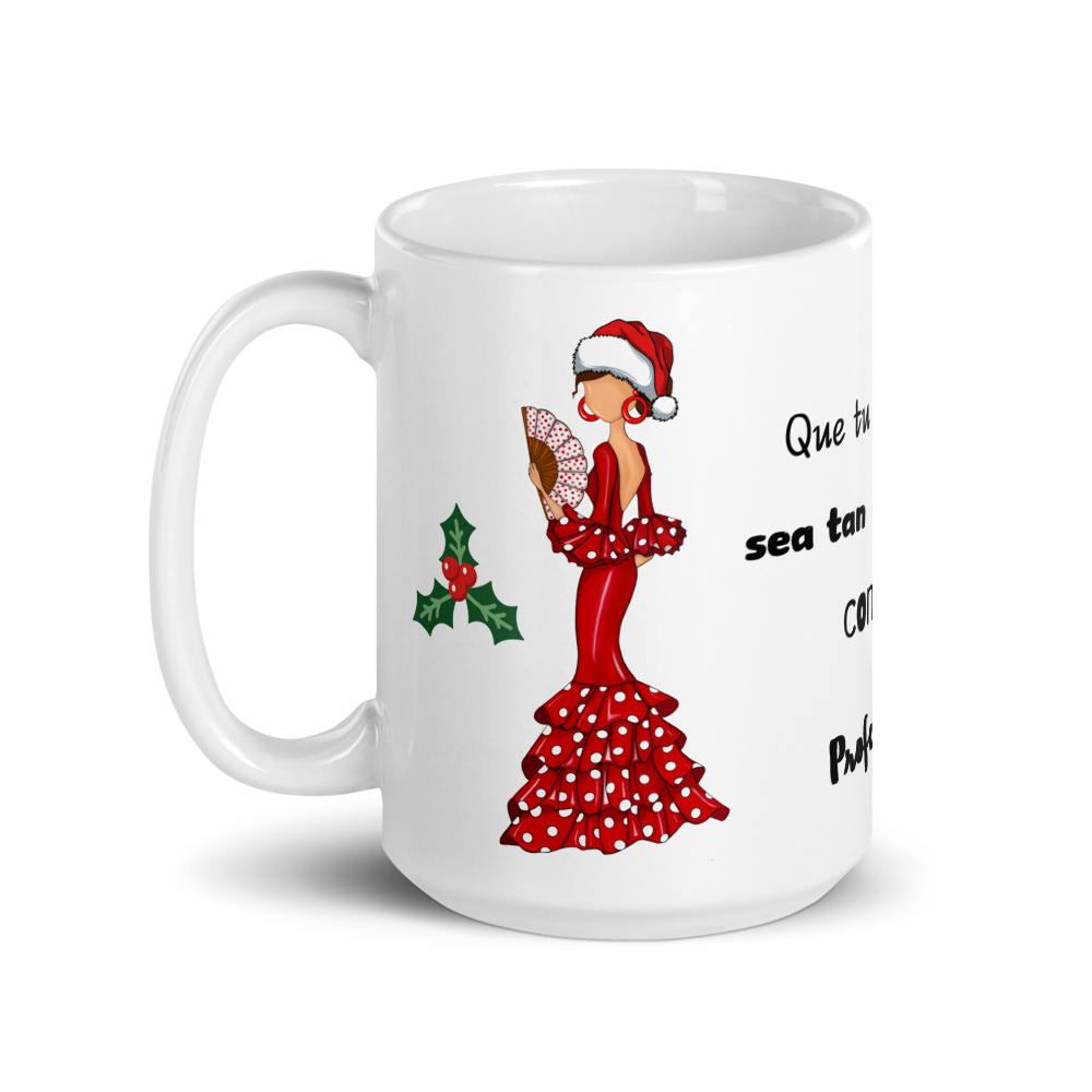 Taza de porcelana personalizable. Modelo Flamenca Pepa Navidad