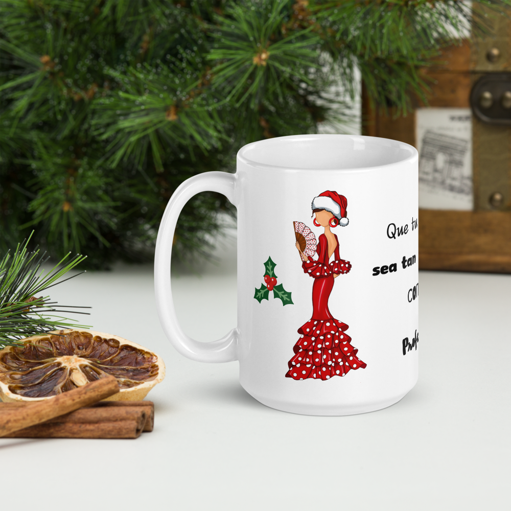 Taza de porcelana personalizable. Modelo Flamenca Pepa Navidad