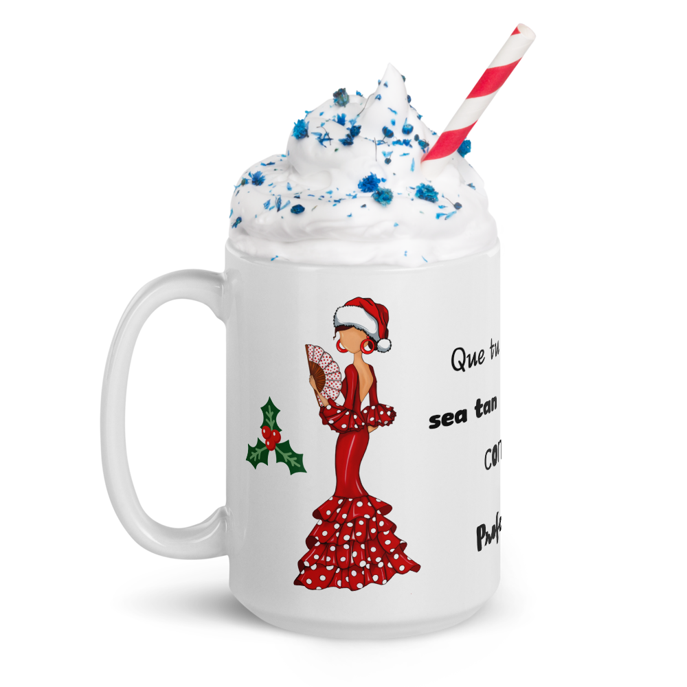 Taza de porcelana personalizable. Modelo Flamenca Pepa Navidad