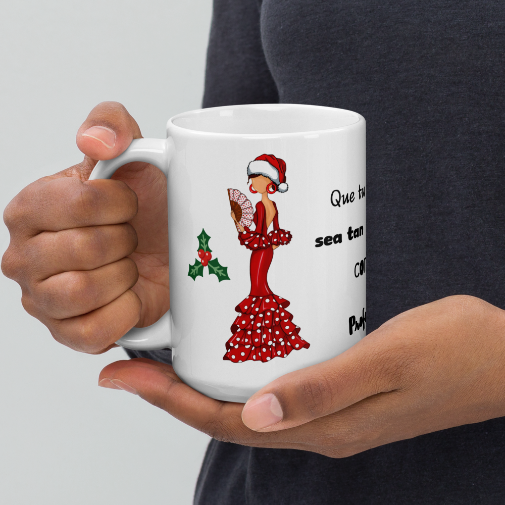 Taza de porcelana personalizable. Modelo Flamenca Pepa Navidad