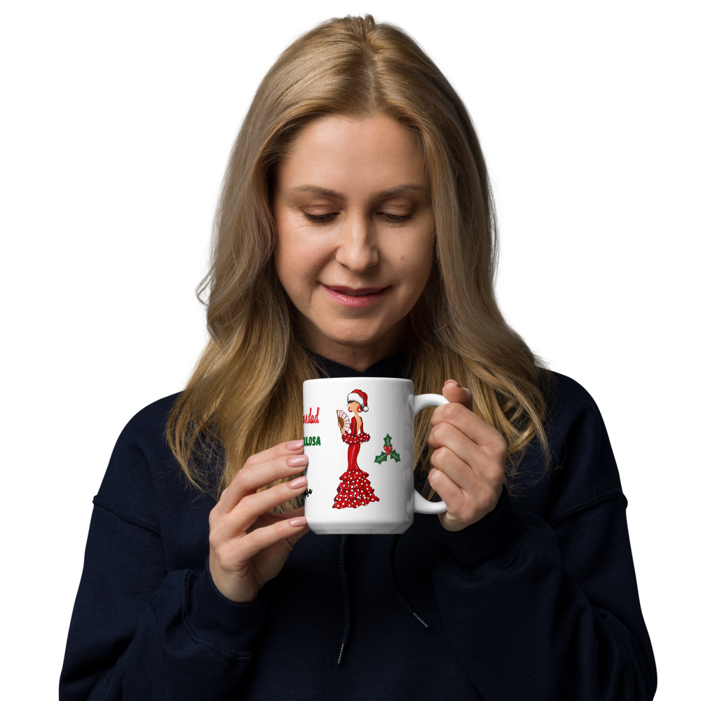 Taza de porcelana personalizable. Modelo Flamenca Pepa Navidad